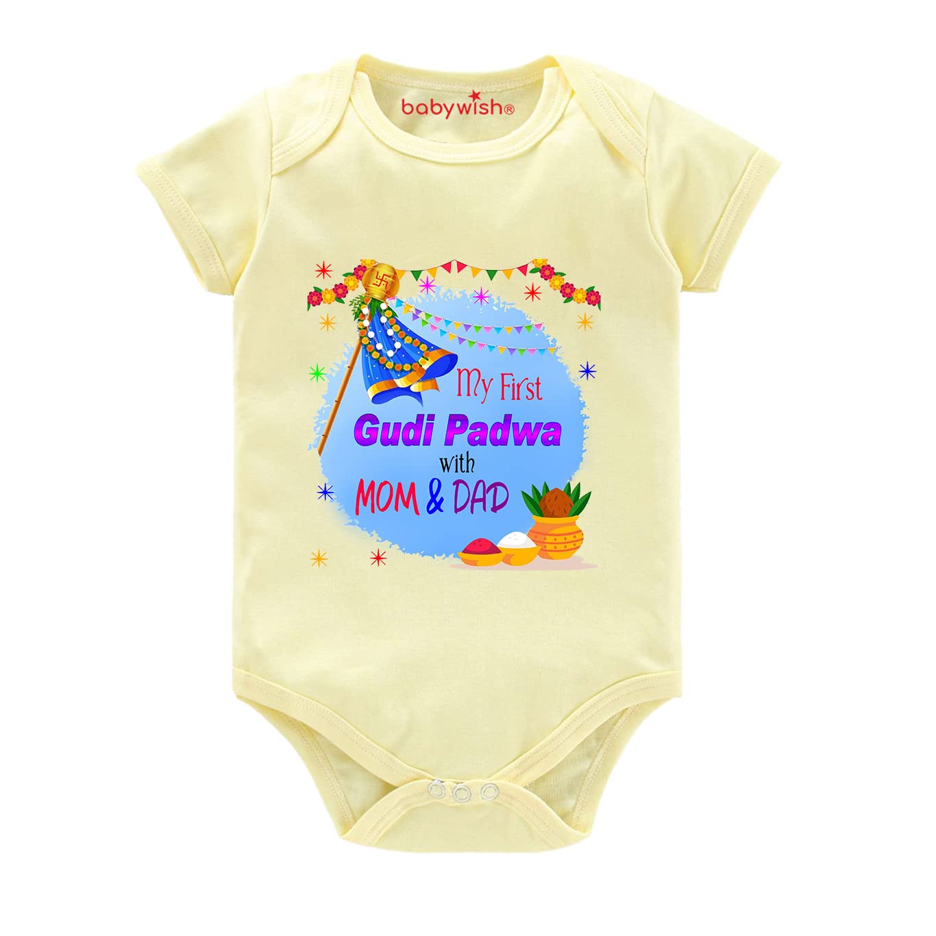 baby wish Gudi Padwa Newborn Bodysuit my first gudi padwa romper
